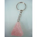 Llavero de cuarzo rosa en bruto